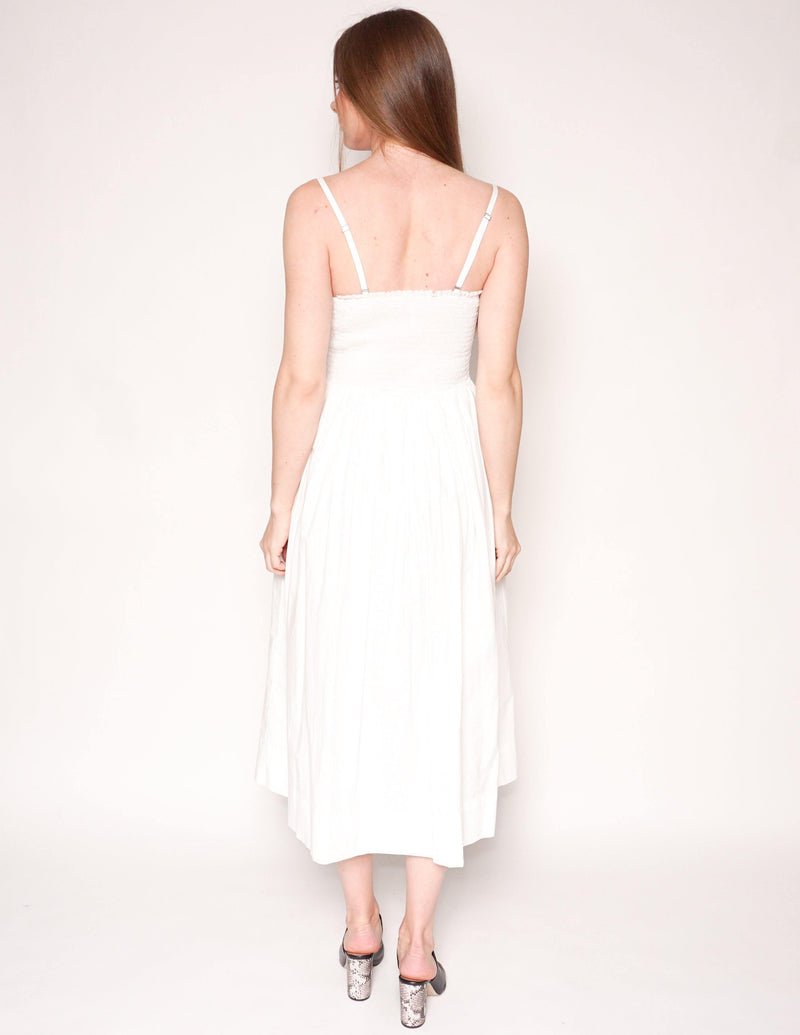 FREE PEOPLE White LILAH Cotton Pleated Tube Midi Dress - Fashion Without Trashin