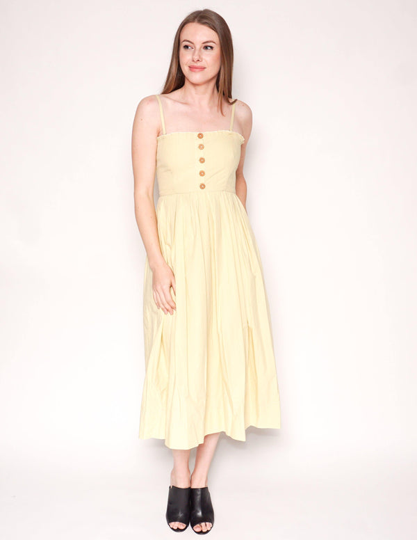 FREE PEOPLE Pale Green LILAH Cotton Pleated Tube Midi Dress - Fashion Without Trashin