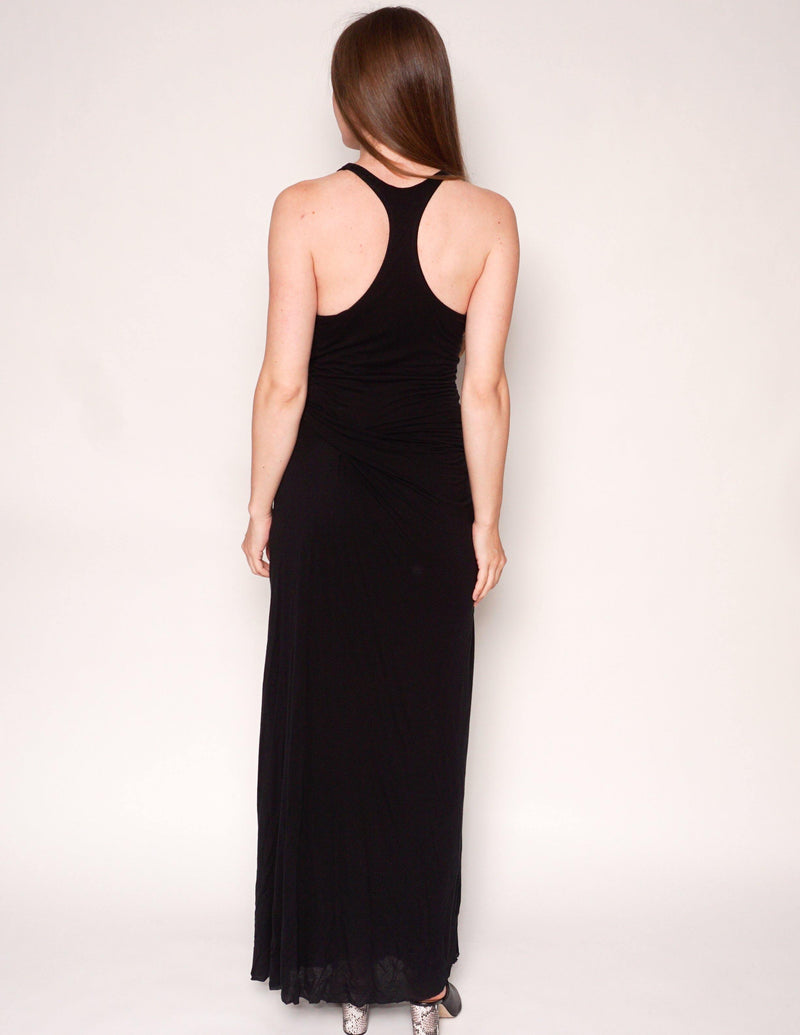 HELMUT LANG Black Slack Jersey Racerback Maxi Dress - Fashion Without Trashin