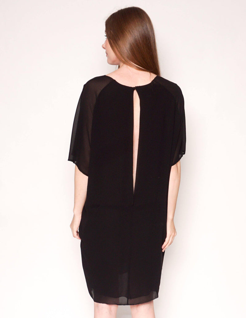 ACNE Short-Sleeve Black Shift Mini Dress - Fashion Without Trashin