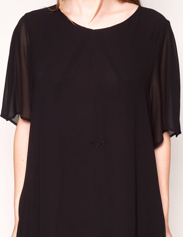 ACNE Short-Sleeve Black Shift Mini Dress - Fashion Without Trashin