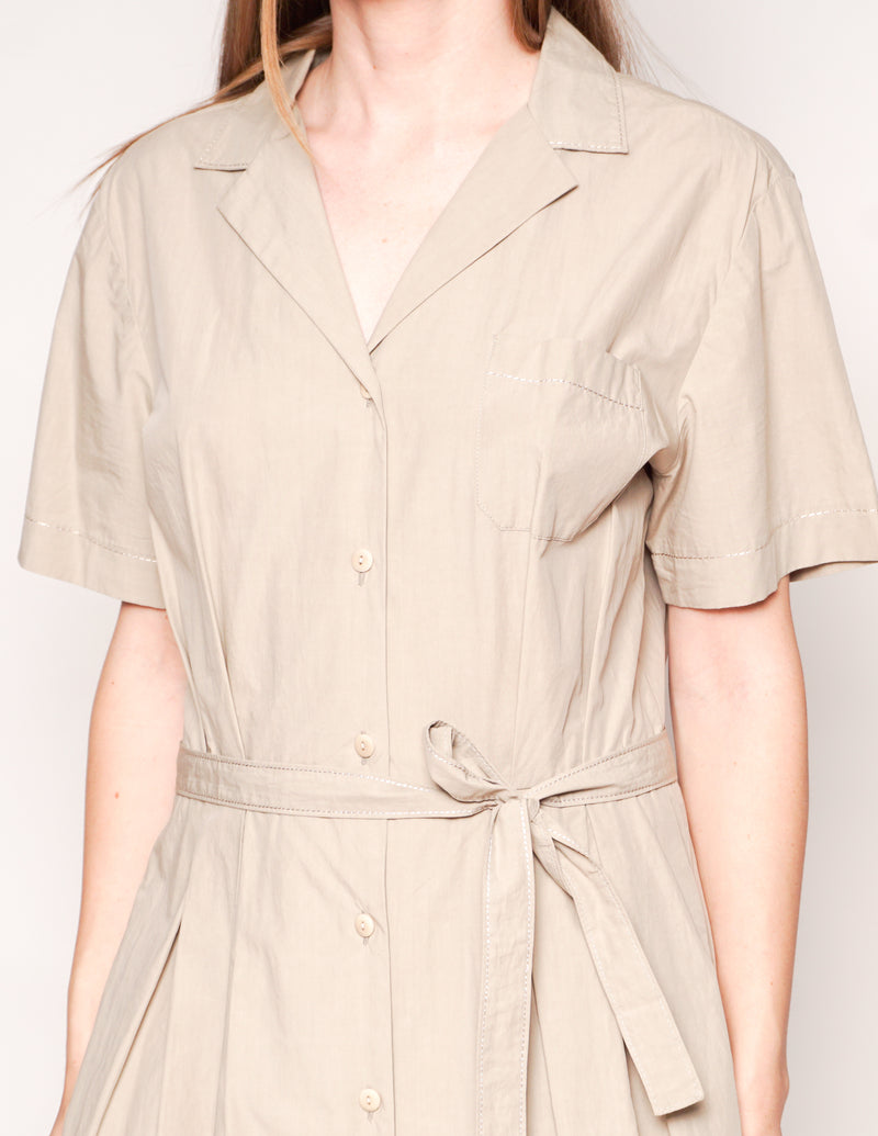 TOMAS MAIER Safari Khaki Cotton Belted Shirtdress