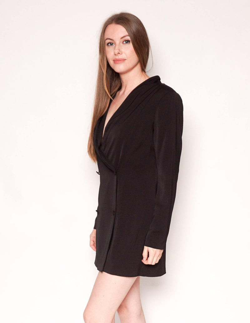 BY THE WAY Black Long-Sleeve Mini Blazer Dress - Fashion Without Trashin