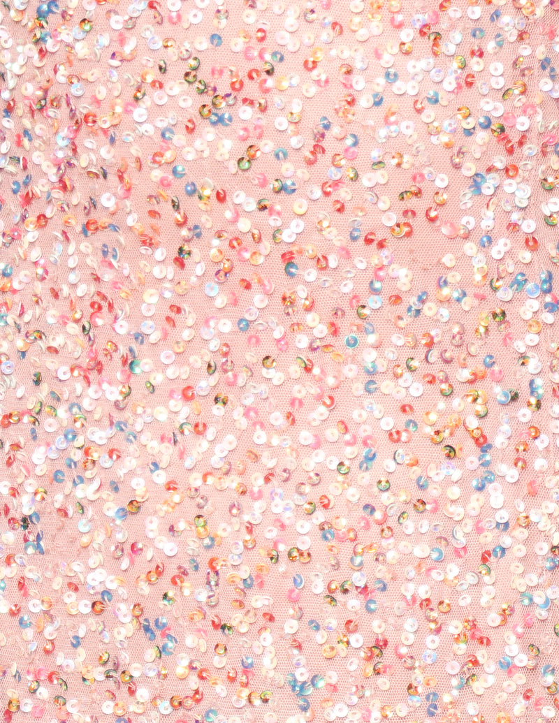WONDER by JENNY PACKHAM Rainbow Sequin Pink Maxi Gown
