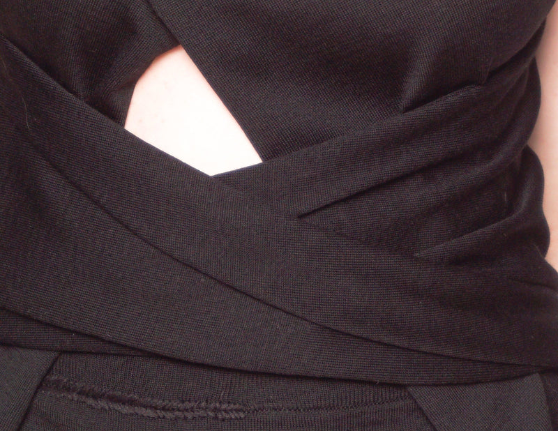 MAISON MARGIELA Black Wool Wrap Around Straps Dress - Fashion Without Trashin