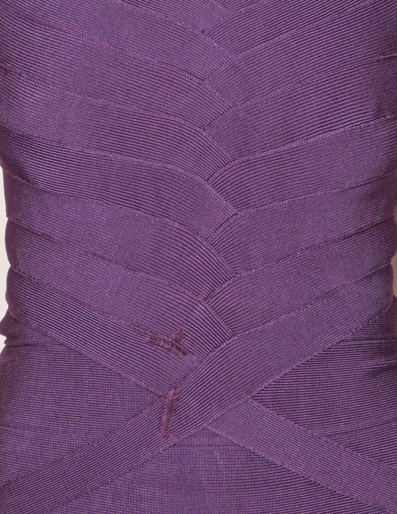 HERVE LEGER Purple Off-Shoulder Mini Bandage Dress - Fashion Without Trashin