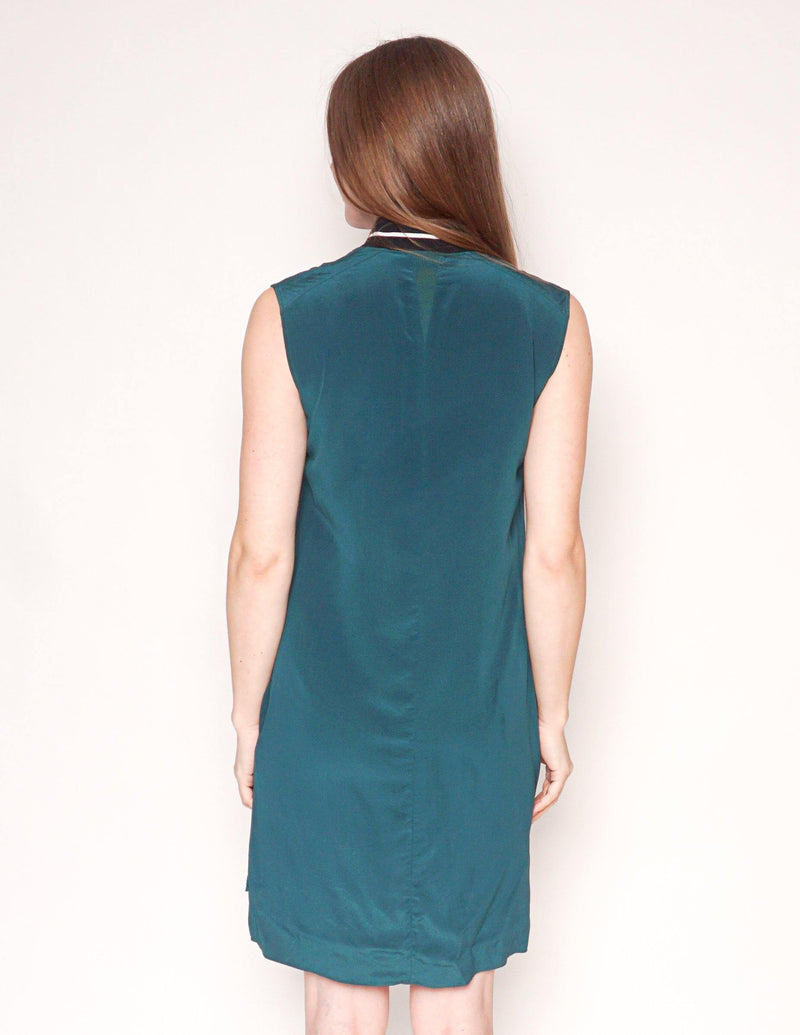 RAG & BONE Ribbed Neck Sleeveless Green Shift Dress - Fashion Without Trashin