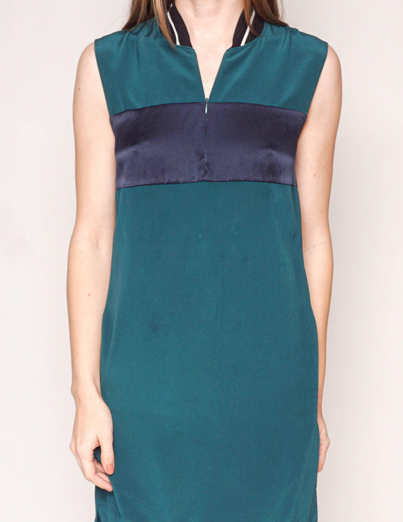 RAG & BONE Ribbed Neck Sleeveless Green Shift Dress - Fashion Without Trashin