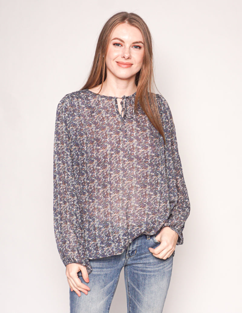 MES DEMOISELLES Long-Sleeve Sheer Silk Blouse