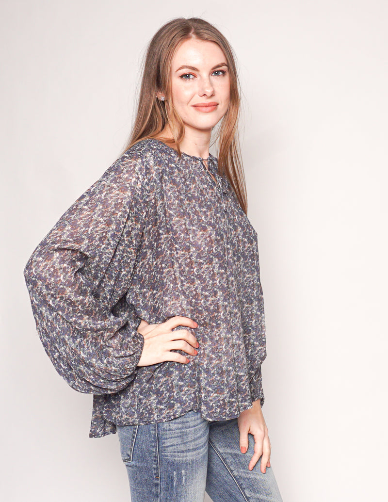 MES DEMOISELLES Long-Sleeve Sheer Silk Blouse
