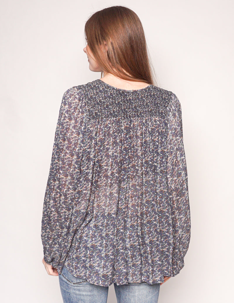 MES DEMOISELLES Long-Sleeve Sheer Silk Blouse