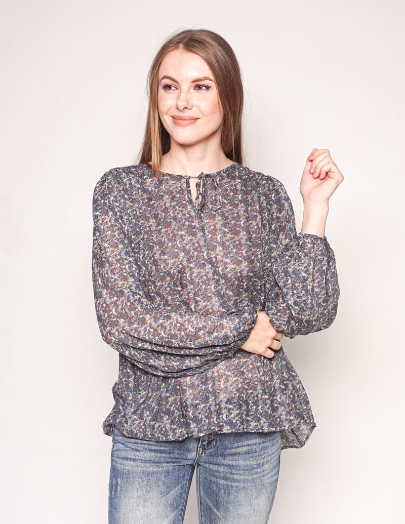 MES DEMOISELLES Long-Sleeve Sheer Silk Blouse