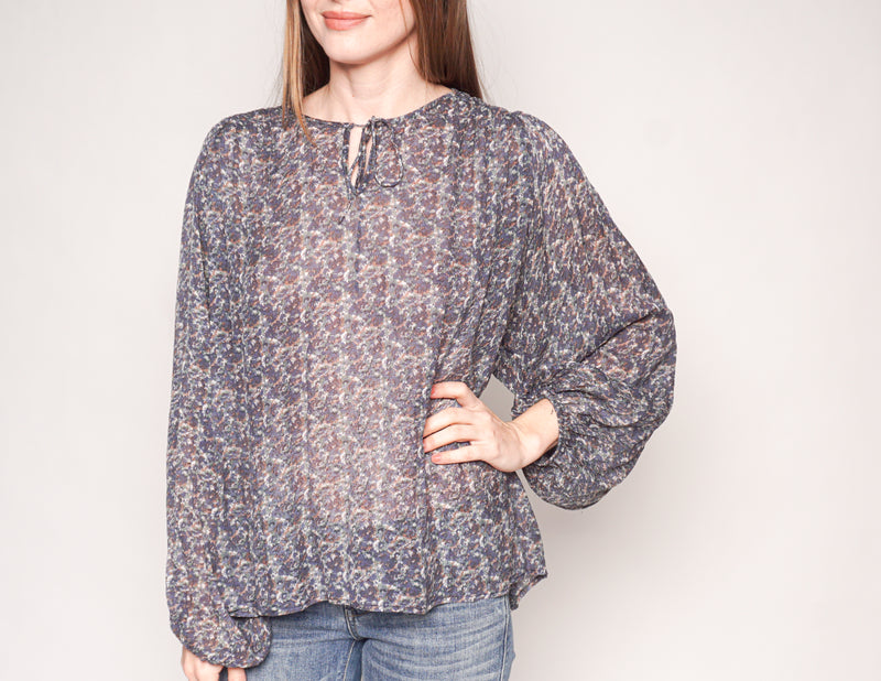 MES DEMOISELLES Long-Sleeve Sheer Silk Blouse