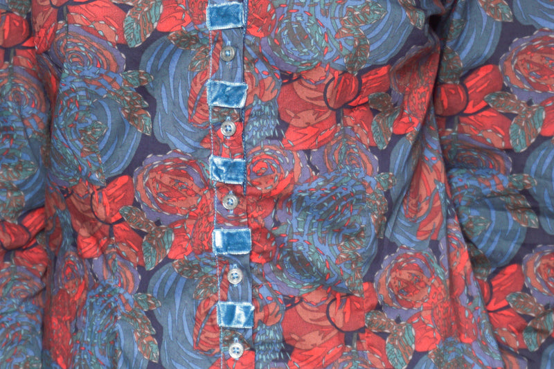 GEORG ROTH Floral Print Button-Down Teal Shirt - Fashion Without Trashin