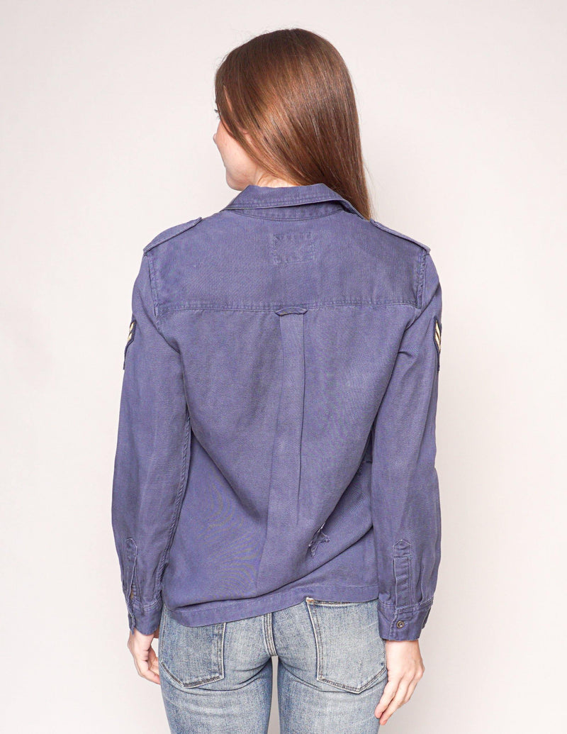 RAILS Blue Kato Shoulder Patch Military Shirt Jacket - Fashion Without Trashin