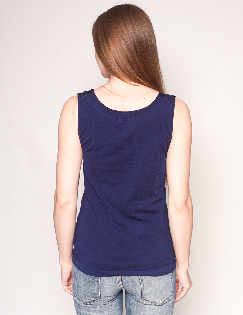 WOLFORD Navy Blue Sleeveless Scoop-Neck Knit Top