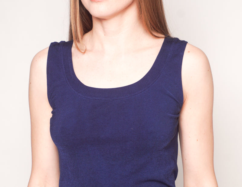 WOLFORD Navy Blue Sleeveless Scoop-Neck Knit Top