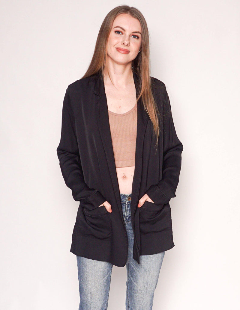ALL SAINTS Black Open-Front Ivana Blazer - Fashion Without Trashin