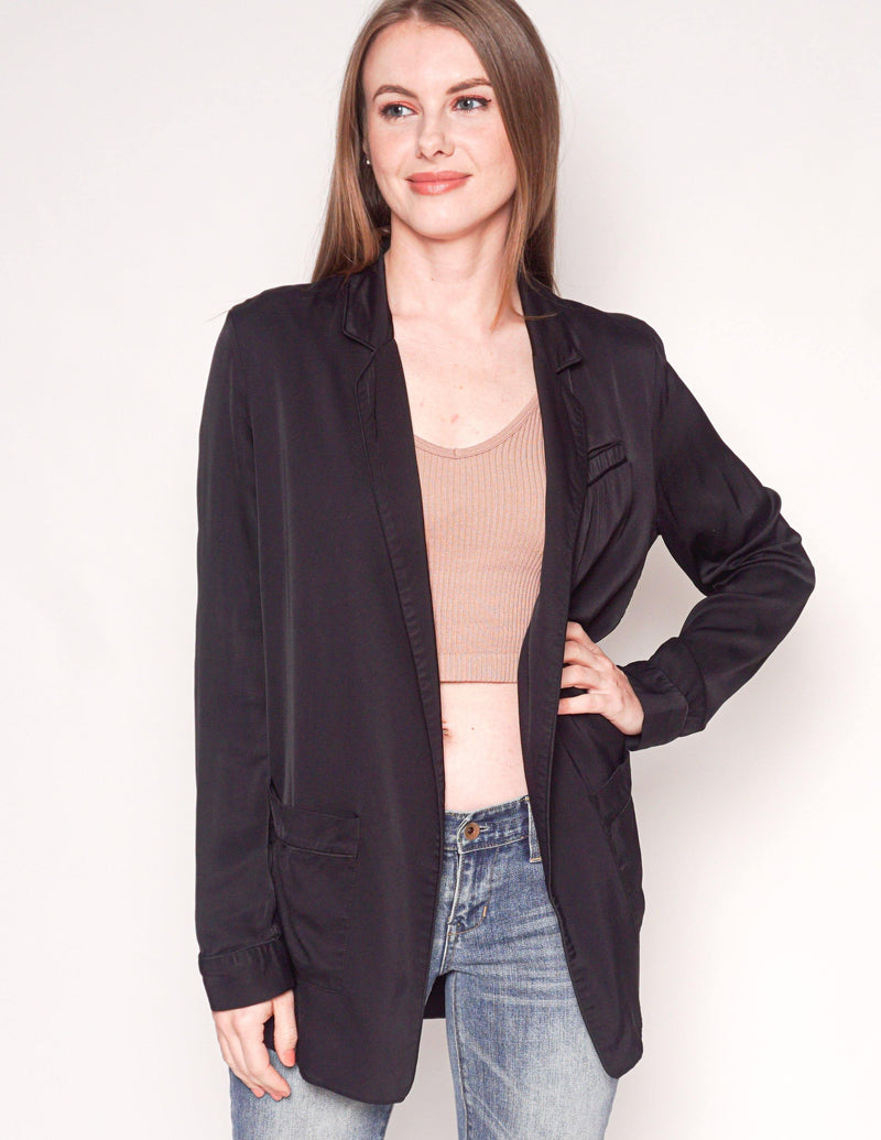 ALL SAINTS Black Open-Front Ivana Blazer - Fashion Without Trashin