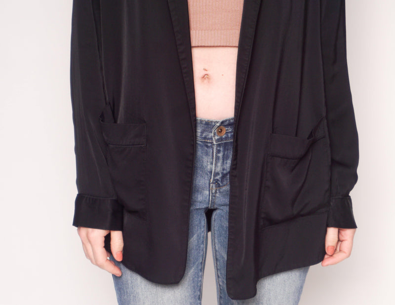 ALL SAINTS Black Open-Front Ivana Blazer - Fashion Without Trashin