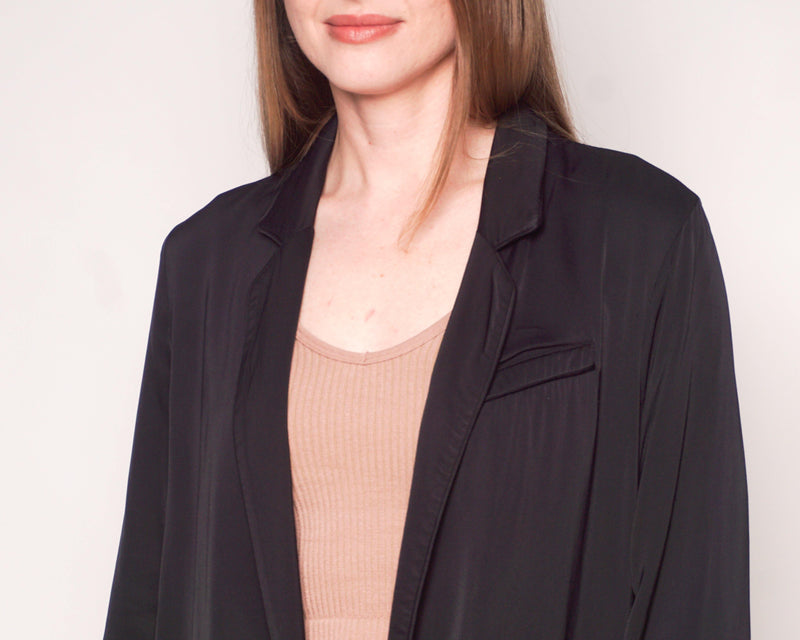 ALL SAINTS Black Open-Front Ivana Blazer - Fashion Without Trashin