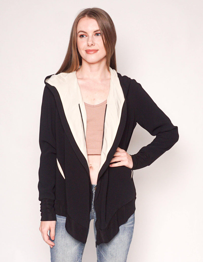 RAG & BONE Black Zipper Hooded Light Jacket - Fashion Without Trashin