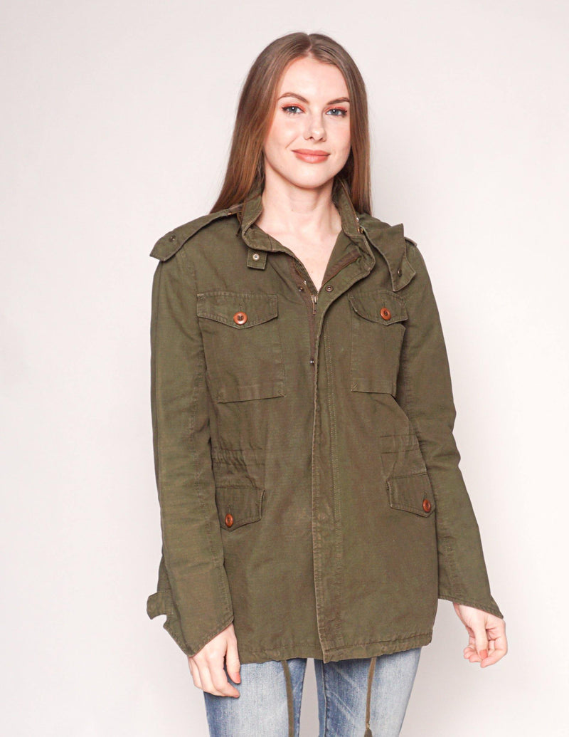 COMPTOIR DES COTONNIERS Cotton Olive Green Utility Jacket - Fashion Without Trashin