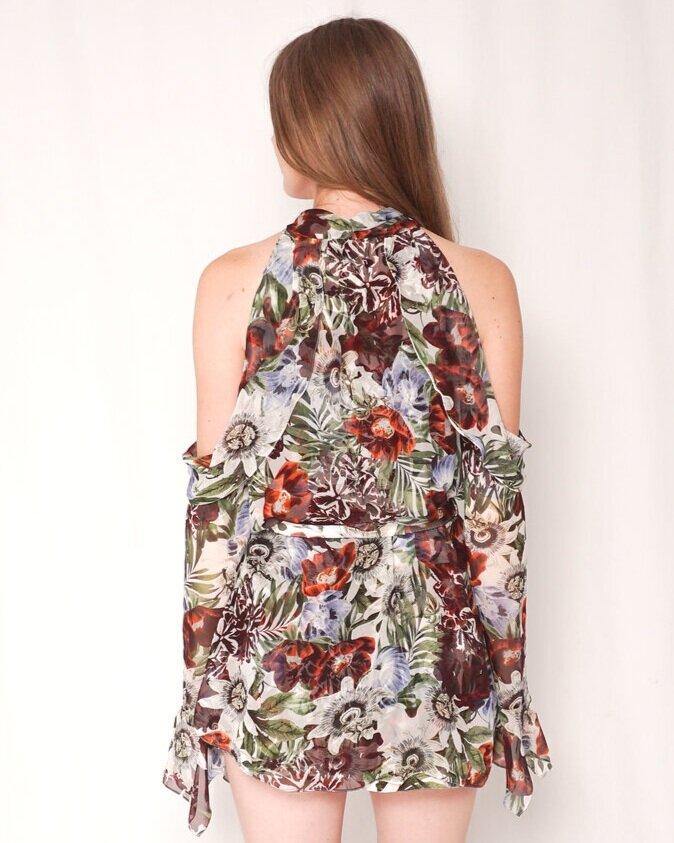 Erdem Cold-shoulder Uriel Floral Print Silk-voile Blouse - Fashion Without Trashin