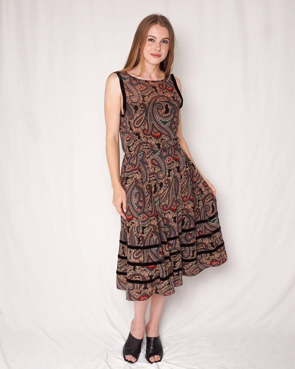 Albert Nipon Vintage Paisley Midi Dress (size 6) - Fashion Without Trashin