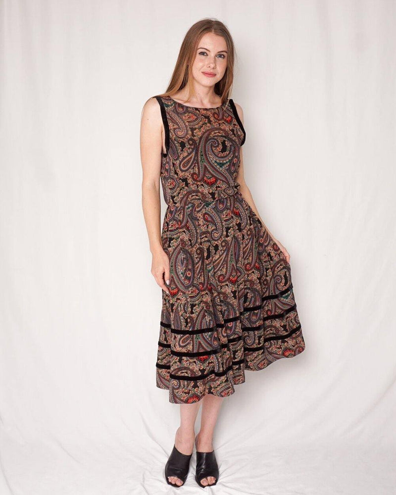 Albert Nipon Vintage Paisley Midi Dress (size 6) - Fashion Without Trashin