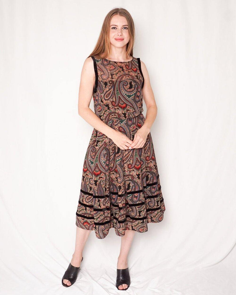 Albert Nipon Vintage Paisley Midi Dress (size 6) - Fashion Without Trashin