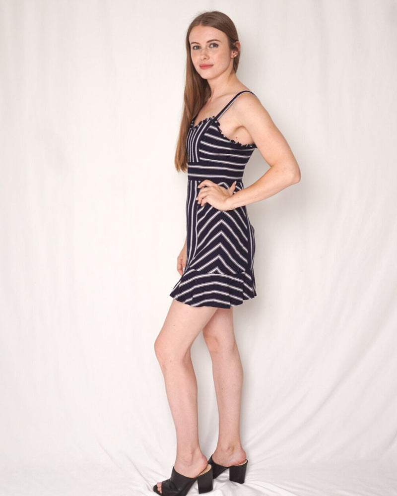 Parker Navy And White Striped Sleeveless Mini Dress (Size 00)