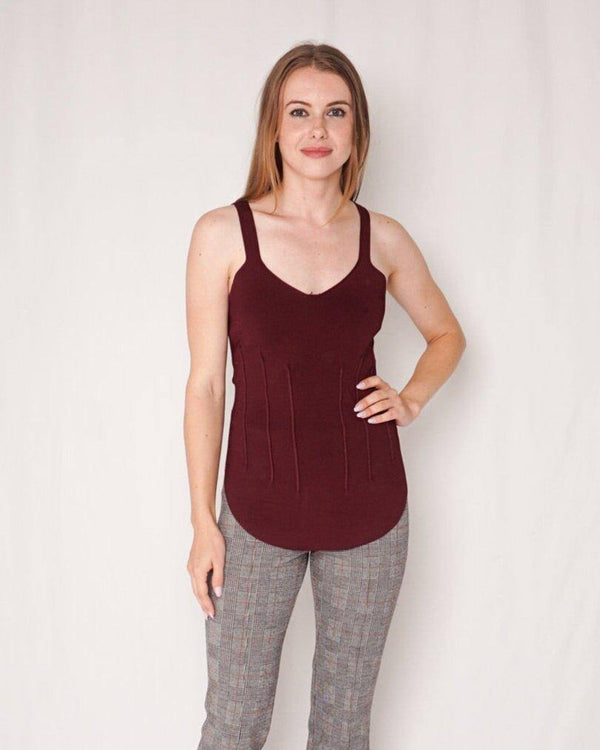 Alexander Wang Maroon Corset Knit Top (Size L) - Fashion Without Trashin