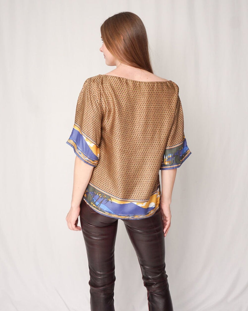 SUNO Silk Paradise Print Top (S)