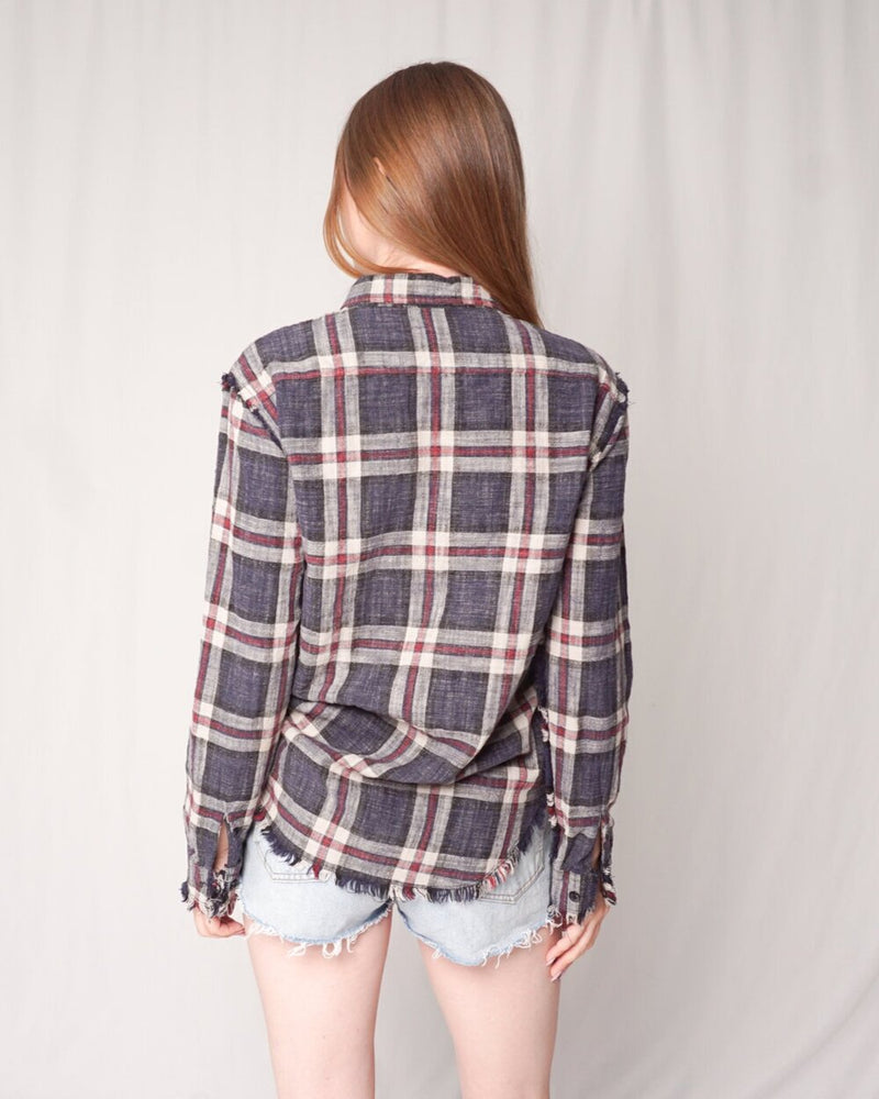 R13 Frayed Seam Plaid Shirt (Size S)