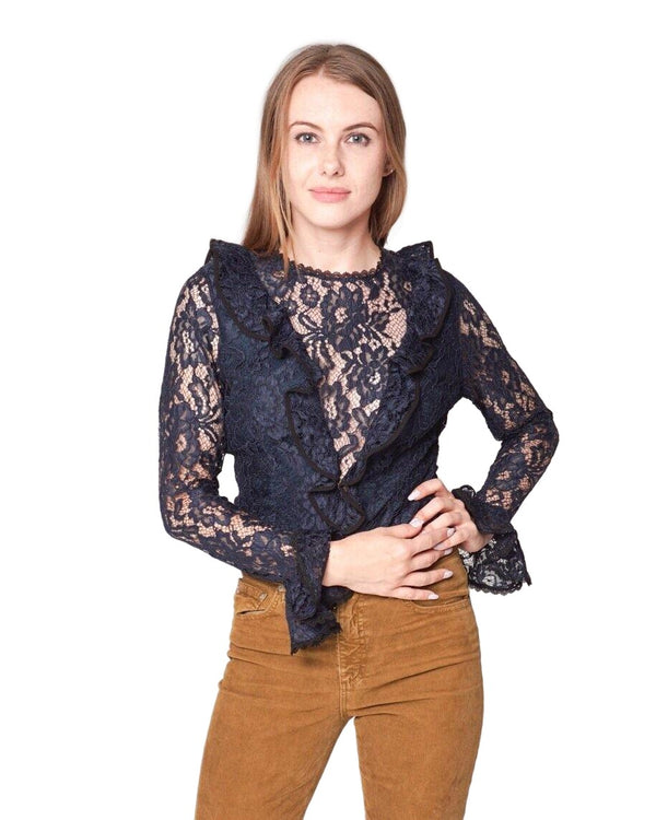 Alexis "Pollie" Navy Blue Lace Bodysuit (Size L) - Fashion Without Trashin