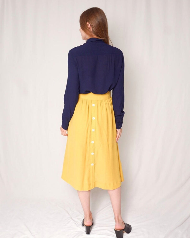 Miu Miu Yellow Button Down Midi Skirt (Size L)