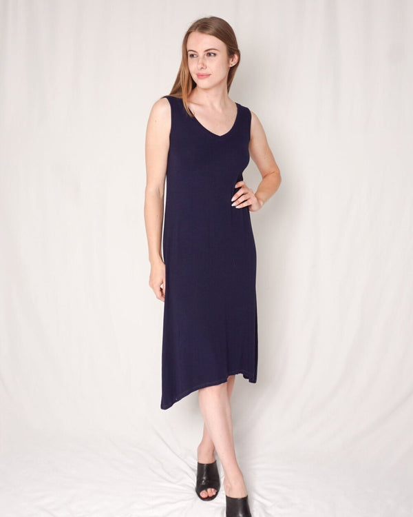 Michael Stars Navy Blue Ribbed V-neck Midi Dress (Size XS)