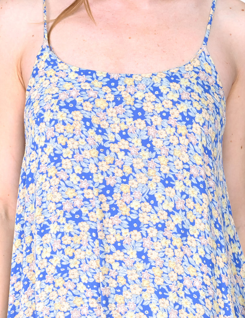 FLYNN SKYE Blue Floral Print Mini Slip Dress (Size XS)