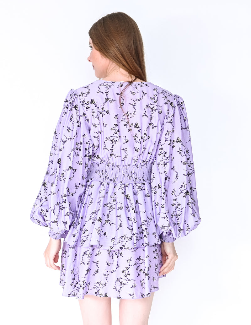KEEPSAKE Lilac Secure Floral Tiered Mini Dress (Size S/4)