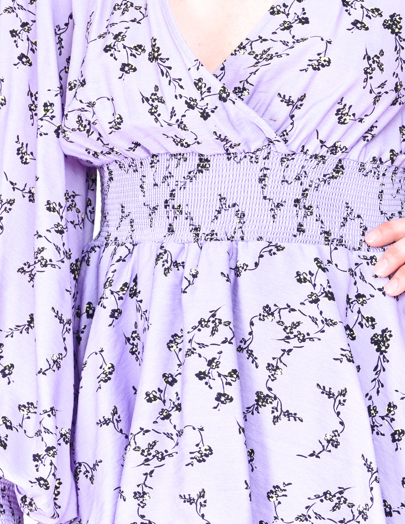 KEEPSAKE Lilac Secure Floral Tiered Mini Dress (Size S/4)