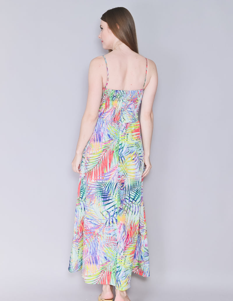 PARKER Neon Palm Leaf Print Maxi Dress (S)