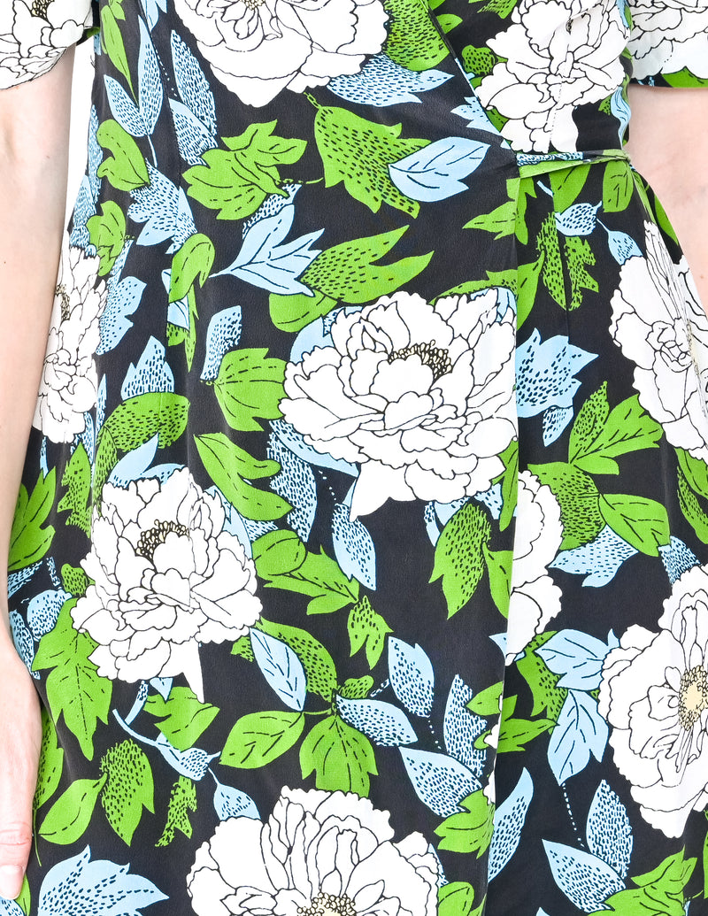 DIANE VON FURSTENBERG Floral Silk Mini Wrap Dress (Size 2)