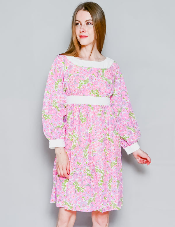 VINTAGE Trillium B. Altman & Co Pink Floral Dress (S)