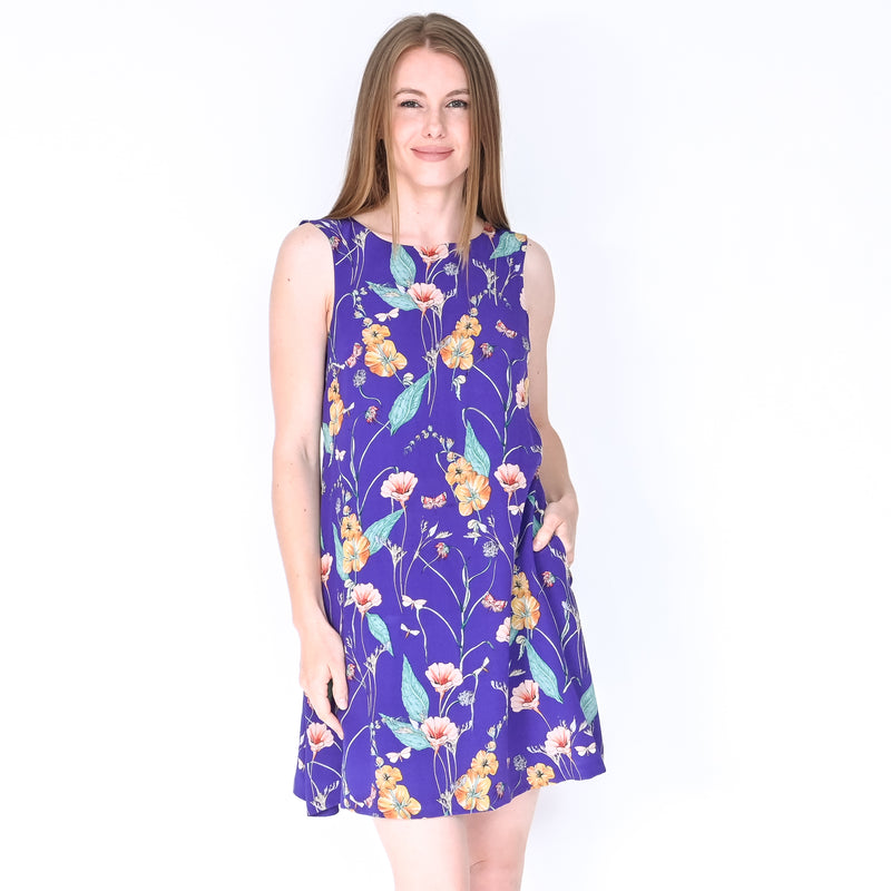 ANTHROPOLOGIE HD IN PARIS Purple Floral Sleeveless Mini Dress (Size US 4)