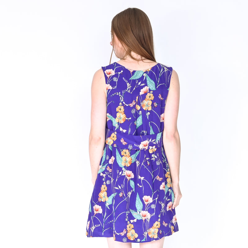 ANTHROPOLOGIE HD IN PARIS Purple Floral Sleeveless Mini Dress (Size US 4)