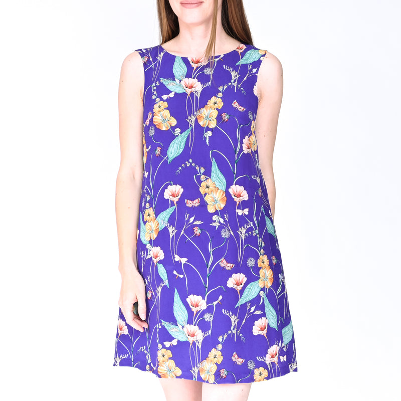 ANTHROPOLOGIE HD IN PARIS Purple Floral Sleeveless Mini Dress (Size US 4)