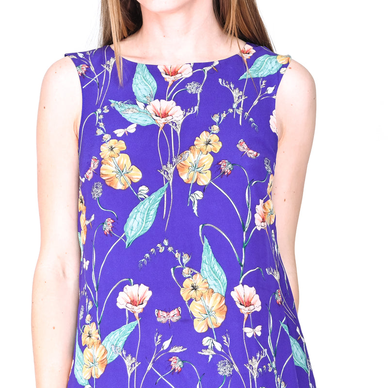 ANTHROPOLOGIE HD IN PARIS Purple Floral Sleeveless Mini Dress (Size US 4)