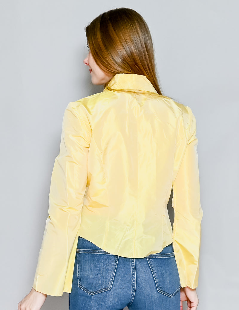 CAROLINA HERRERA Vintage Yellow Silk Ruffle Blouse (6)