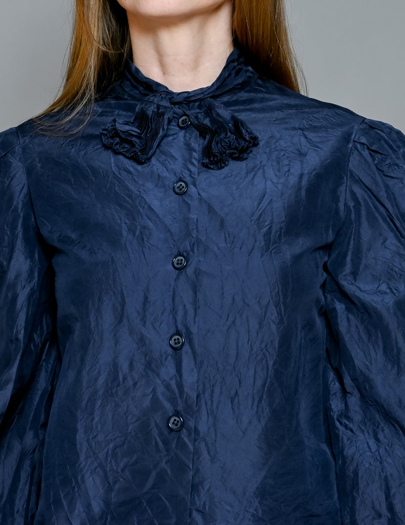 VINTAGE Bill Blass Dark Blue Long-Sleeve Blouse (S)